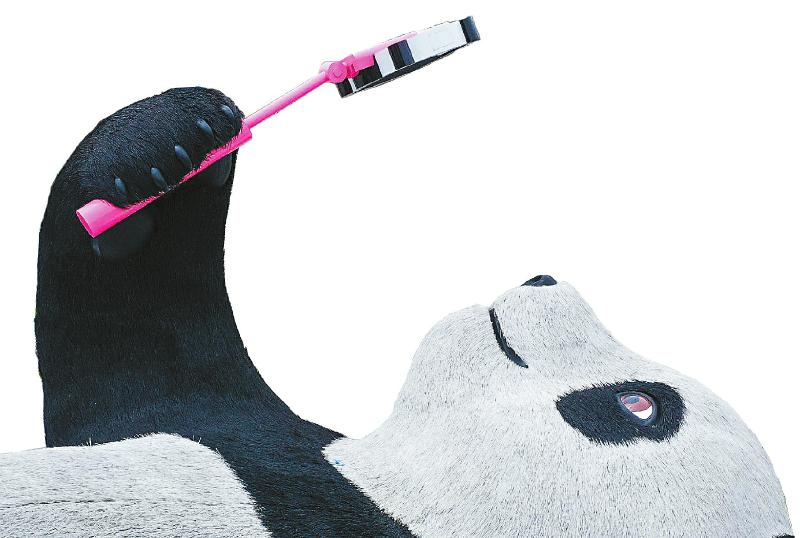 公共艺术促城市文化成长 大熊猫雕塑的“朋友圈”越做越大(图7) 都江堰仰天窝广场的自拍“大熊猫”长26米,宽11米,高12米,重达130吨,是目前全球最重的大熊猫雕塑。