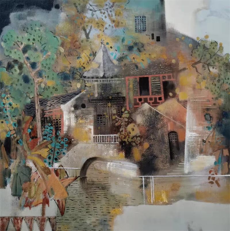 李猛《被设计的风景之一》，布面油画