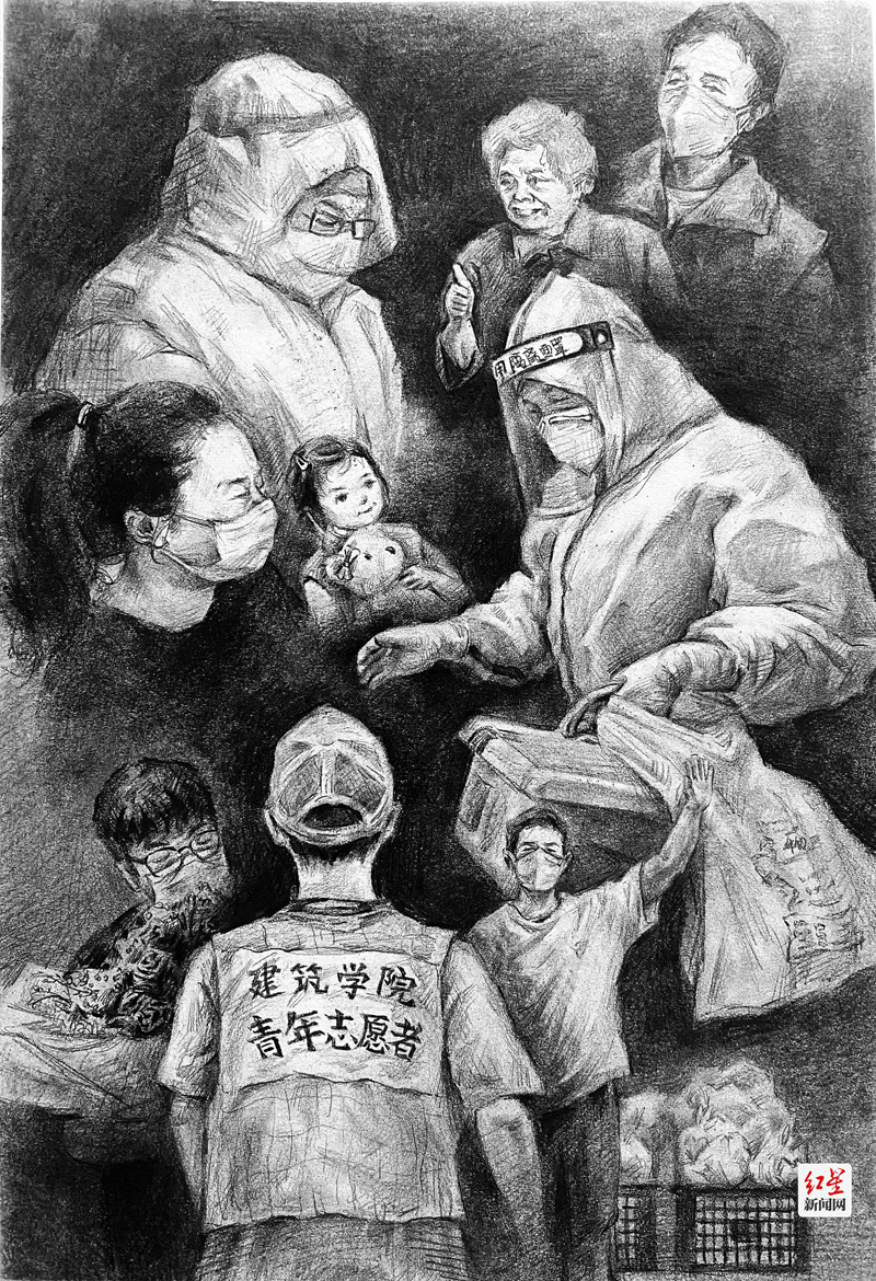 张佳仪 《自愿者》素描  2022级美术系