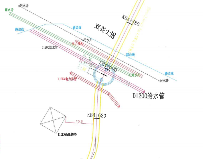 ▲岷江水厂进行供水管道迁改示意图