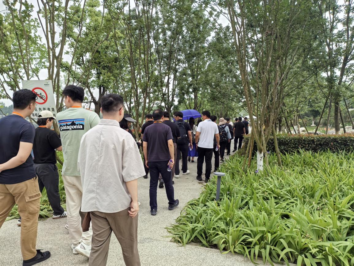 ▲代表团在湿地公园参观（摄影：吴渝）